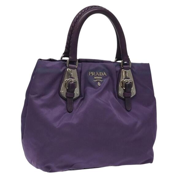 PRADA Hand Bag Nylon Purple Silver - Picture 1 of 12